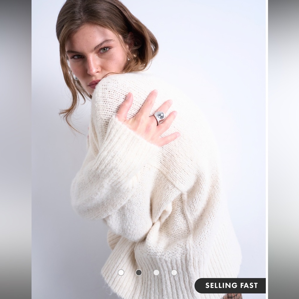 Topshop Cream Women's Crew Neck Sweater